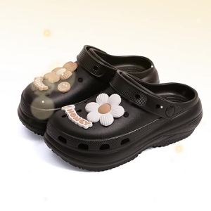 [Free Shipping] Korean-style daisy high-heeled clogs for women versatile comfortable fashionable casual lightweight non-slip half-slippers for men in stock