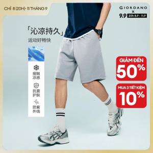 GIORDANO Men Shorts Cool-Tech Elastic Waist Knit Antibacterial UV-Protection Relaxed Slight Stretch Shorts 13106221
