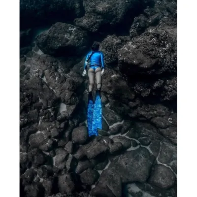 PGU ตีนกบว่ายน้ำ Leaderfins™ ฟินฟรีไดฟ์ รุ่น Blue Camo ผลิตจาก Fiberglass คุณภาพสูง Made in EU Swimming