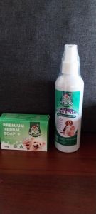 MADRE DE CACAO Premium Organic Odor Eliminator Herb Spray(250ml) & Premium Herbal Soap(135g) for Dod & Cat - Natural Pet Care