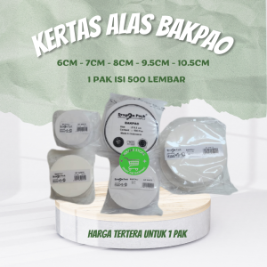 Kertas Bakpao Pao Alas Bakpau Bapao 6cm 7cm 8cm 9.5cm 10.5cm isi 500 Lembar