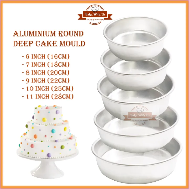 Loyang 20cm Baking Tray Aluminium Round Deep Cake Mould 7/ 10 11 Inch