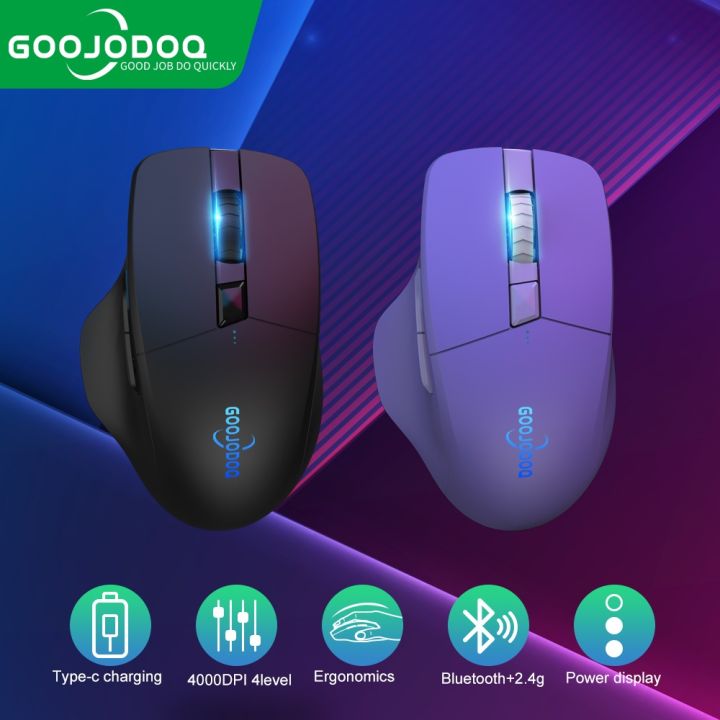 Goojodoq Bluetooth Wireless Mouse 2 4G Mouse Gamer 4000 DPI Optical