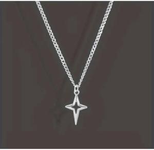 KALUNG RANTAI TITANIUM LIONTIN BINTANG STAINLESS STEEL ANTI KARAT UNTUK PRIA DAN WANITA