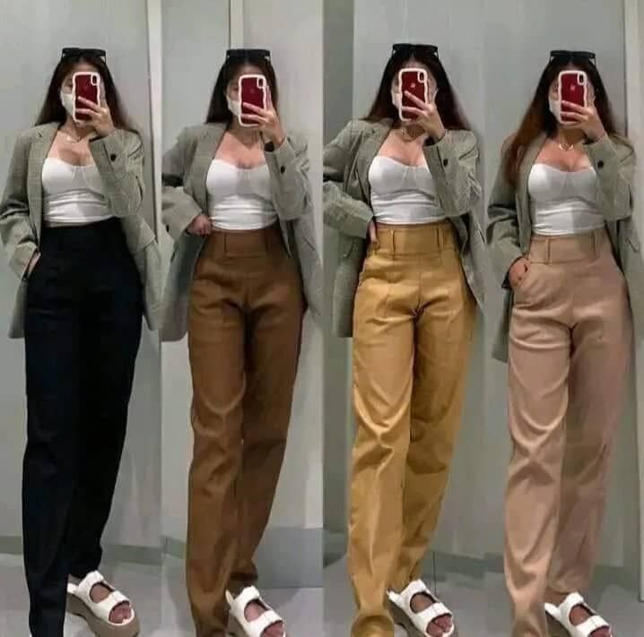 Trending New Best Seller Zara Neutral CEO Trouser Straight Stretchable  Garterized Waist back Pants for Women Ladies Casual Formal Office Attire  Size 24-32 Actual Photo Posted