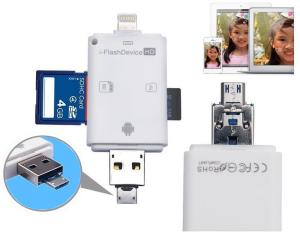 3 in 1 i Flash Drive USB Micro SD SDHC TF Card Reader Writer for iPhone 5/5s/6/6/7/8/X /ipad/Samsung OTG Phones - intl