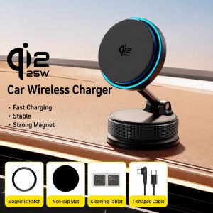 Qi2.2 25W Wireless Charger Cooling Magnetic Car Phone Holder360 ° Rotatable Fast Charging for iPhone 18 17 16 15 Pro Max Stand