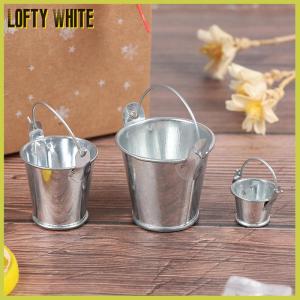 Lofty White 1Pcs Dollhouse Mini Iron Bucket Miniature Model Mini Dollhouse Decorations Ornaments Children Beach Small Bucket Toy