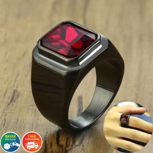 [Bayar di Tempat] CINCIN MERAH RUBY SIAM PRIA SUPER KEREN - SUPER EKSLUSIF WARNA BLACK