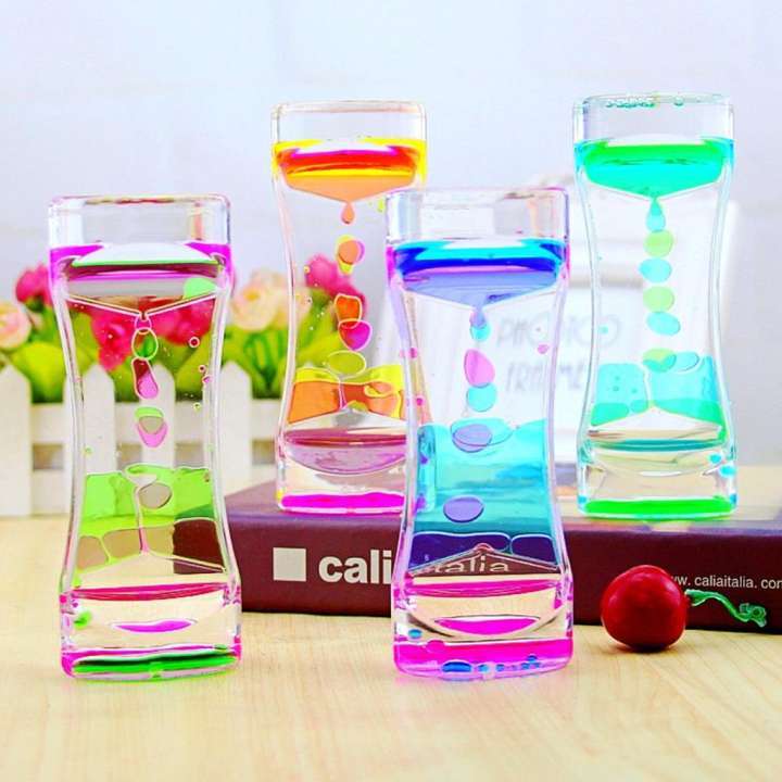 Desk Gadget Floating Color Oil Hourglass Color Mixing Liquid Motion Timer  Sensory Fidget Stress Relief Toy Children Sensory Education Time Out Tool 
