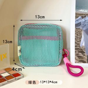 Stylish Lightweight Mesh Cosmetic Bag Portable Square Cosmetic Storage Bag with Zipper-COZII