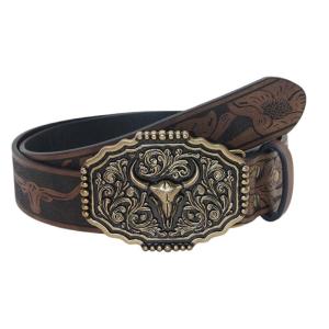 Flexible Western Theme Belt With Engraved Pattern For Men Women Daily Wear Casual And Formal Occasion Waist Decoration