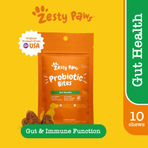 Zesty Paws Probiotic Bites for Dogs Gut Health - Pumpkin Flavor (10/20/30/60/90 Soft Chews)(EXP:02 2028)