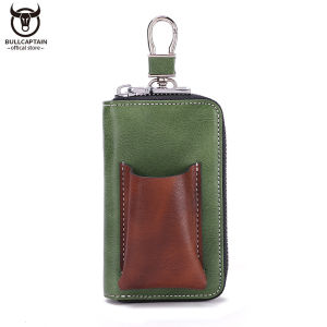 BULLCAPTAIN High Quality Leather Key Case Gift Box Set Casual Fashion Car Key Anti Loss Zipper Special Bag