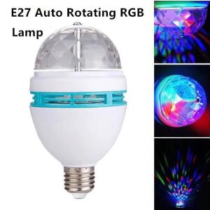 Angelila Mini LED E27 Bulb 3W RGB LED Full RGB Color Auto Rotating Lamp Stage Party Lighting