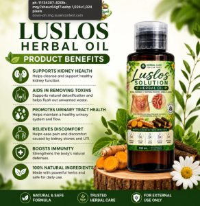 Luslos Herbal Oil - Supports Kidney Health Aids in Removing Toxins Promotes Urinary Tract Health Relieves Pain and Discomfort Boosts Immunity - 100% Natural Ingredients - For External Use Only