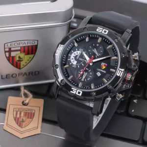 Jam Tangan Pria Kasual LEOPARD 332 Strap Rubber Tanggal Aktif Chrono Varian Wateperoof FREE BOX FREE BATERAI CADANGAN