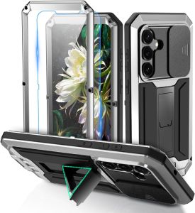 For Samsung S26 S25 Edge S24 S23 S22 Plus S21 Ultra Heavy Duty Military Bumper Aluminum Metal Case Shockproof Stand Camera Cover