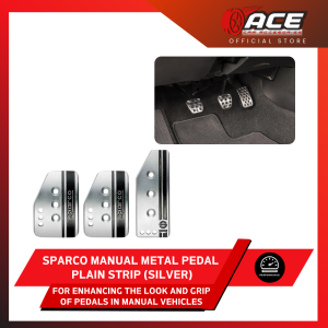Sparco Manual Car Metal Pedal Pads Non-Slip Plain Strip Silver Use for Racing and Car Accessories