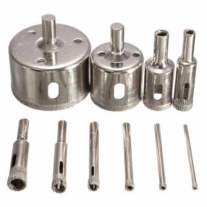 10Pcs Diamond Hole Saw 3-50mm Drill Bit Saw Set Tile Ceramic Marble Glass Cutter