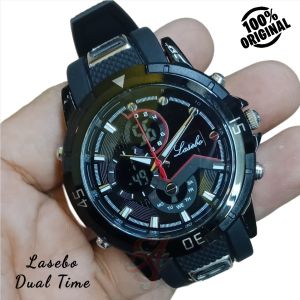 AJ SHOP Jam Tangan Sport Lasebo LSB-865 Jam Tangan Pria Dual Time Anti Air BONUS BATERAI CADANGAN