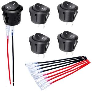 5pcs Round Rocker Switches Automotive Electronics Switches for Home Appliance & Industrial Control panel