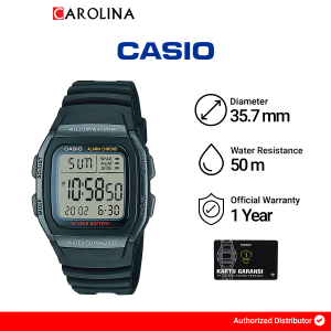 Jam Tangan Pria Casio W-96H-1B 10 Year Battery Digital Dial Black Resin Band