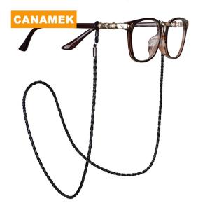 【CANAMEK】 Thick Twist Sunglasses Leather Rope Chain Eyewear Braided Glasses Lanyard Strap Outdoor Non-slip Eyeglass Accessories