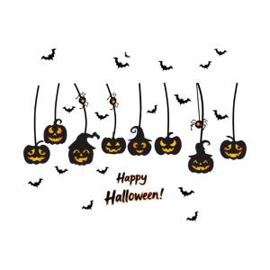 Easy Installation Bat Pumpkin Window Clings Halloween Party Decors Static Adhesive PVC Sticker Glass Door Decal Set