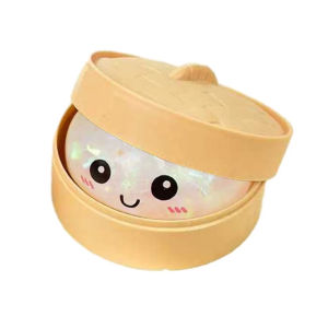 [SG] Cute Glitter Dumpling Squishy Stress Relief Toy Colorful Shiny for Office Home Relaxation Dumpling+Steamer Set
