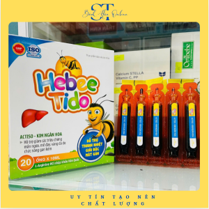 Giải độc mát gan Hebetido - Hộp 20 ống uống dùng tốt cho bé giúp thanh nhiệt giảm mẩn ngứa rôm sảy