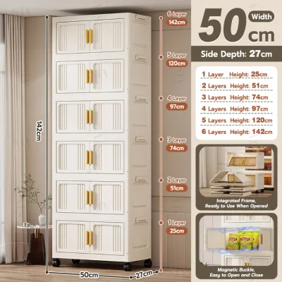 SIV 39-80cm Lowest Price Gap Storage Organizer Magnetic Door Foldable Storage Cabinet Double Doors Storage Box Stackable Storage Box Indoor Multicoloured