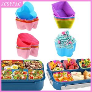 JCSYFAC 8PCS Silicone Lunch Box Dividers For Children Kids School Food Dividers For Bento Box Silicone Cupcake Liners Mold Baking Tools