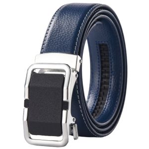 White/Brown/blue Men Women Leather Belt Real Cow Original Genuine Leather Automatic Buckle Width Men Waist Straps for Jeans