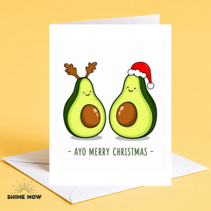 Avocado Christmas Greeting Card | Avo Merry Christmas | A6 Card + Free Envelope