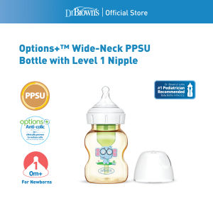 Dr. Brown’s™ Anti-Colic Options+™ Wide-Neck PPSU Baby Milk Bottle with Level 1 Teat (Elephant Design)