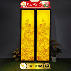 Đèn Thờ Tranh Trúc Chỉ Đôi CHÂN THIỆN MỸ Hào Quang Phật Tranh Thờ Trúc Chỉ Nhiều Mẫu CTC-TD-03