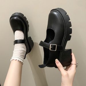 CINDERR  Lolita Classic/ Black Thick bottom SHoes Casual Students Wild Style JK Mary Janes(ADD 1 SIZE)