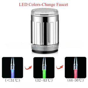 LED Faucet Water Taps Temperature Controlled/Colorful/Monochrome Luminous Faucet Tri Colors Color-Changing Faucet Spout