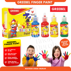 GREEBEL Finger Paint 4 Warna Edukasi Anak / Greebel Cat Air 4 Warna 20 ml Aman Washable Cat Warna Anak Finger Painting Sensory Play