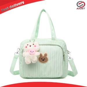 【Alloet】 Mommy Stroller Nappy Bag with Pendant Labour Luggage Bag Portable Cute Cartoon Multi-function Large Capacity Nylon Organizer Travel Bag