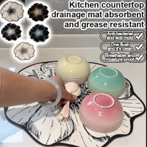 Shaped Table Mat Absorbent Quick-Drying Bathroom Mat Anti-Slip Fast Dry Mat Pad Rose Flower Kitchen And Bathroom Drain Pad