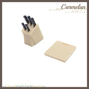 [Carmelun] Dollhouse Miniature Cutting Tool Mini Cutter Holder Cutting Board Model Ornament Scene Kitchen Decor Toys Dollhouse Accessories