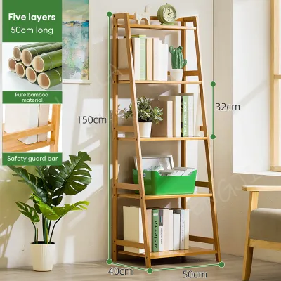 5/4/3 Tier Storage Rack Multifunction Bamboo Shelf Shelves Rack Floor Book Shelf Kitchen Shelf Home Storage Rack Organizer Rack Rak Serbaguna 书架