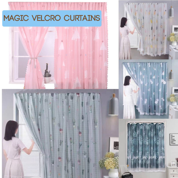 Magic Velcro Curtains 100x200cm Lazada Singapore