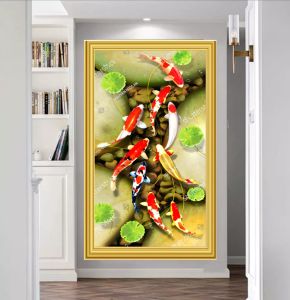 Wallpaper Stiker Ikan Koi 3d - Stiker Ikan Koi - Wallpaper Stiker Hiasan Dinding Ruang Tamu Terlaris