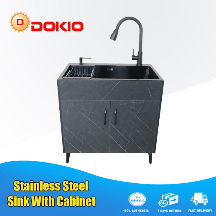 Kitchen Stainless Steel Sink With faucet Base Cabinet With 2 Doors Set ...