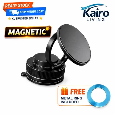 Magnetic Car Phone Holder Magnet Mount Dashboard Windscreen Suction Mobile Holder Kereta 360° Rotation Metal Ring 磁吸手机支架