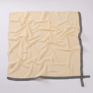 Jifang 90x90cm Plain Bubble Chiffon Houndstooth Webbing Bow Knot Square Scarf Pashmina Muslim Hijabs Bawal WC33