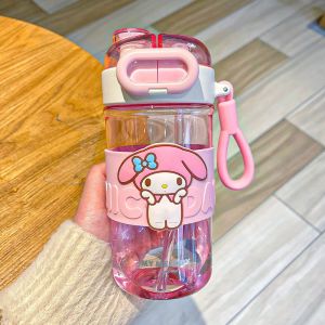 พลาสติกใส กระติกน้ำ เก็บความเย็น  ถ้วยดื่มคู่ แบบพกพาสำหรับเด็กของขวัญ ความจุก580ml